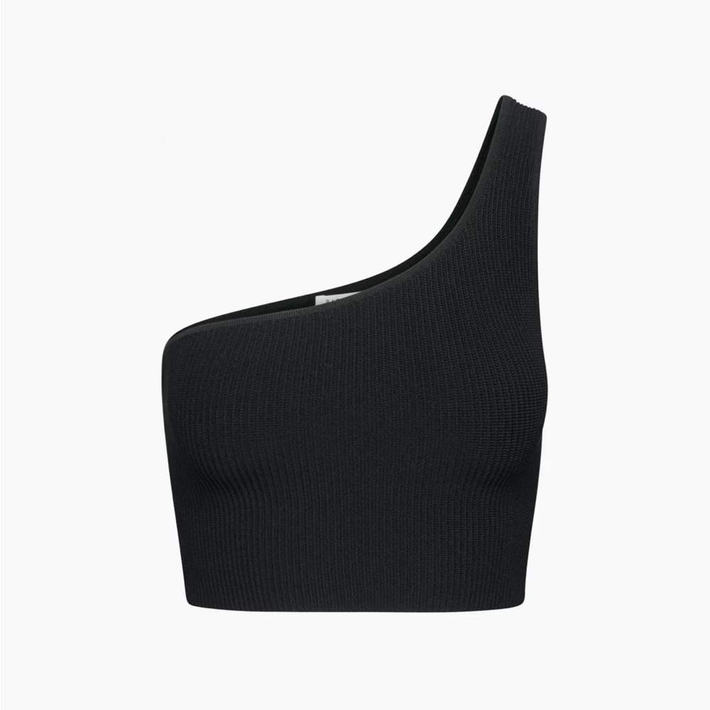 Aritzia Black One-Shoulder Crop Top